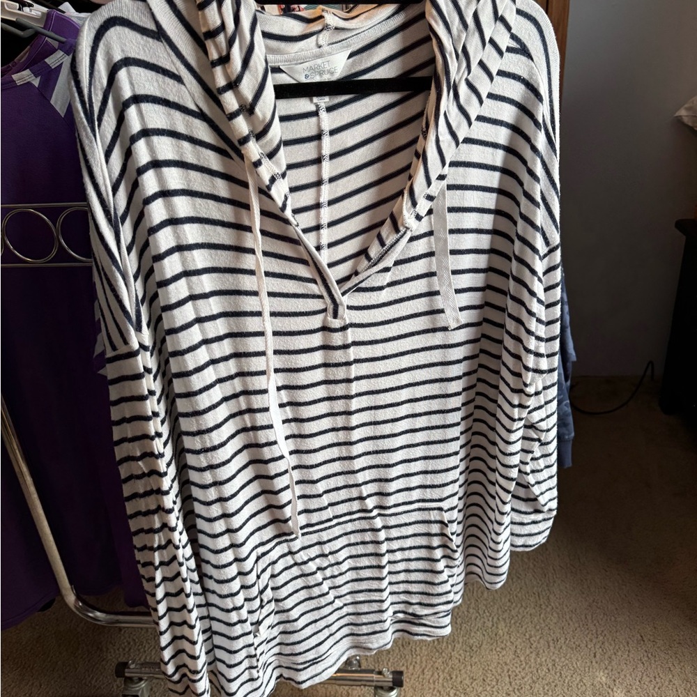 Striped Hooded Pullover